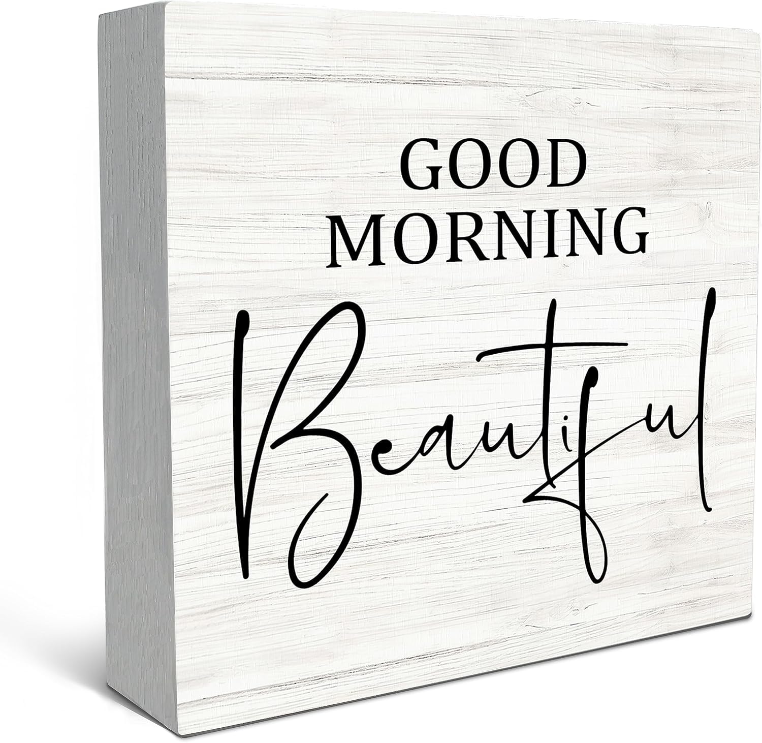 5x5 Inch Good Morning Beautiful Wood Box Sign Farmhouse Decor