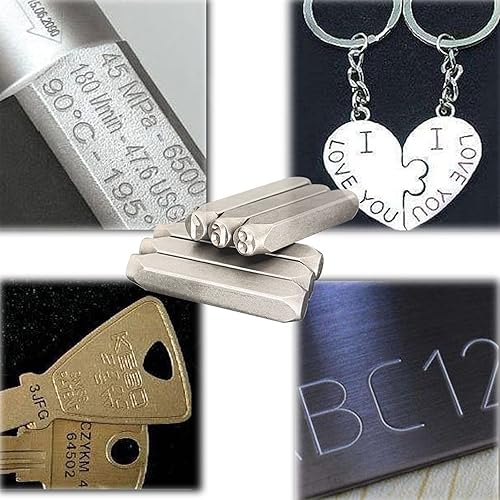 Miniatura 5 de BQKKWIN Juego de sellos metálicos de números, 0.04 a 0.394 pulgadas, digital de 0 a 9, juego de punzones de madera, cuero, acero, herramientas de