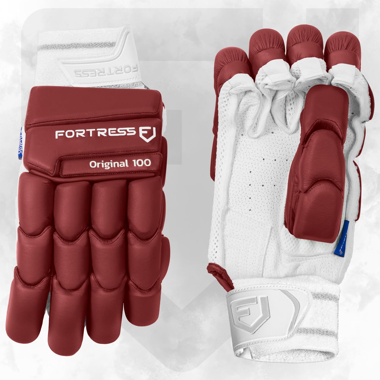 FORTRESS Original 100 Coloured Batting Gloves - Premium Cricket Batting Gloves | Superior Grip | Unmatched Ventilation | 5 Colours Available (Maroon, Small Adult (19-20cm), Left)