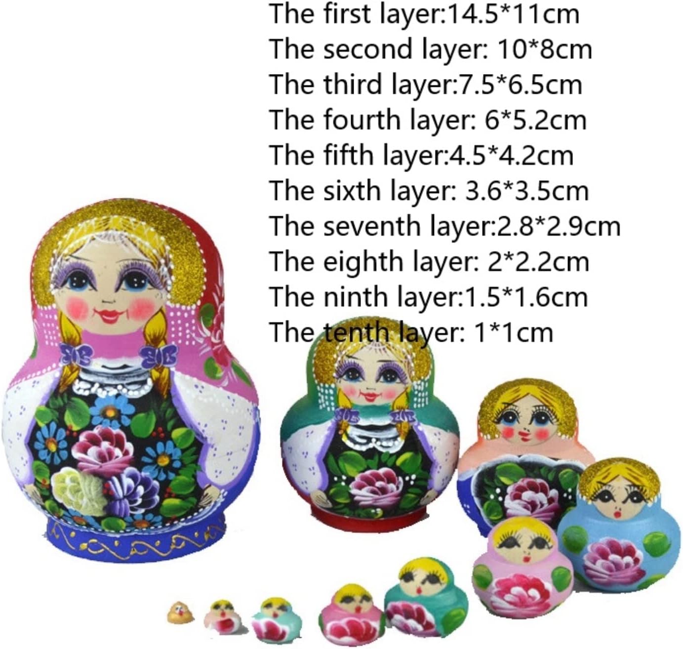 Nesting Doll Nesting Doll Set of 10 Pieces Traditonal Matryoshka Wishing Dolls Toy Christmas Birthday Gift Home Decor Stacking Doll