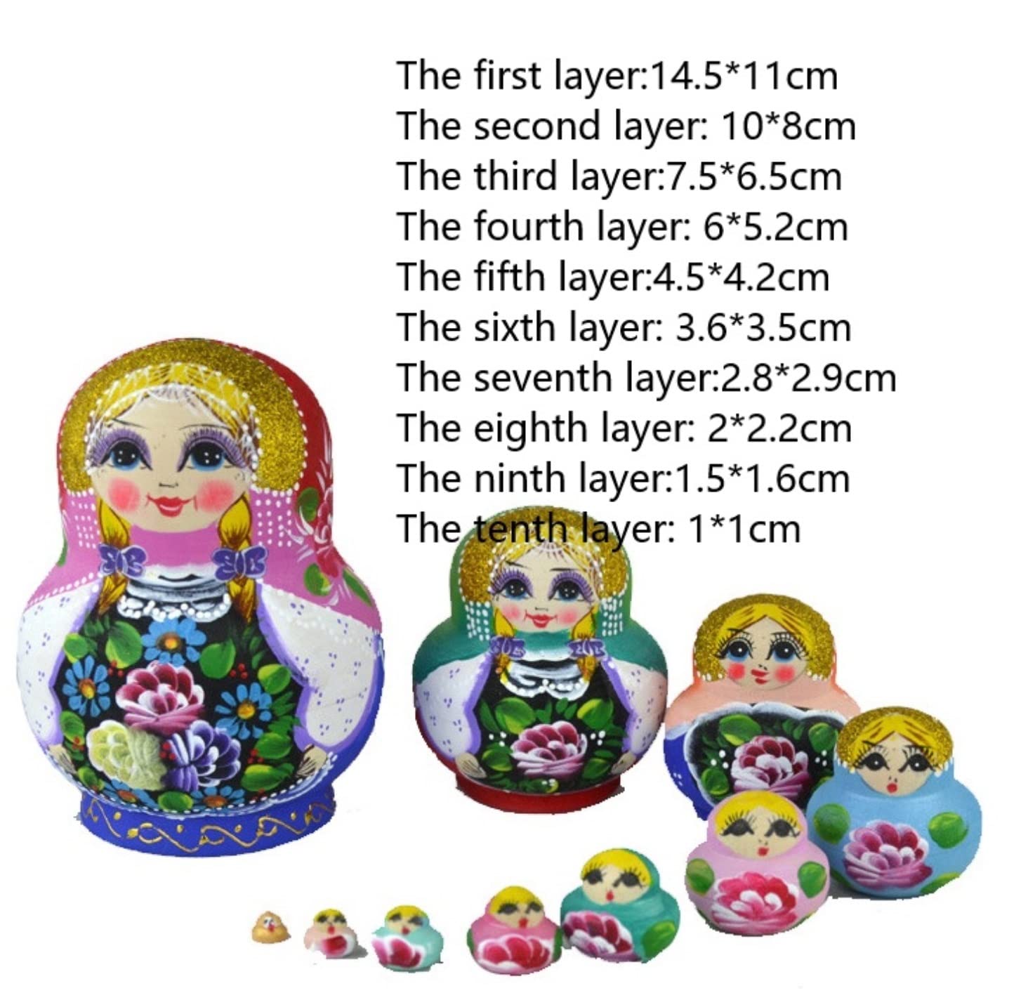 Matroschka Matroschka-Puppen Nistpuppen-Set Mit 10 Stück Traditionellen Matroschka-Wunschpuppen Spielzeug Weihnachten Geburtstagsgeschenk Wohnkultur Russische Puppen