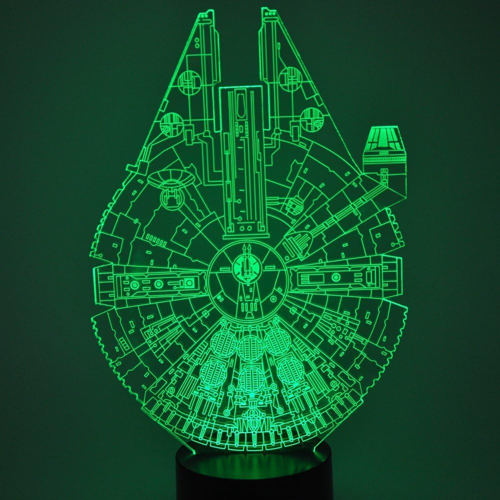 ETHAN ALLEN Optical Illusion 3D Glow LED Lighting Toys Nightlight with 7 Colors Changing Decor Lamp (Star Wars Millennium Falcon Model)