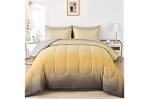 Anibedding Grey and Yellow Comforter Set: Elegant Ombre Ambiance