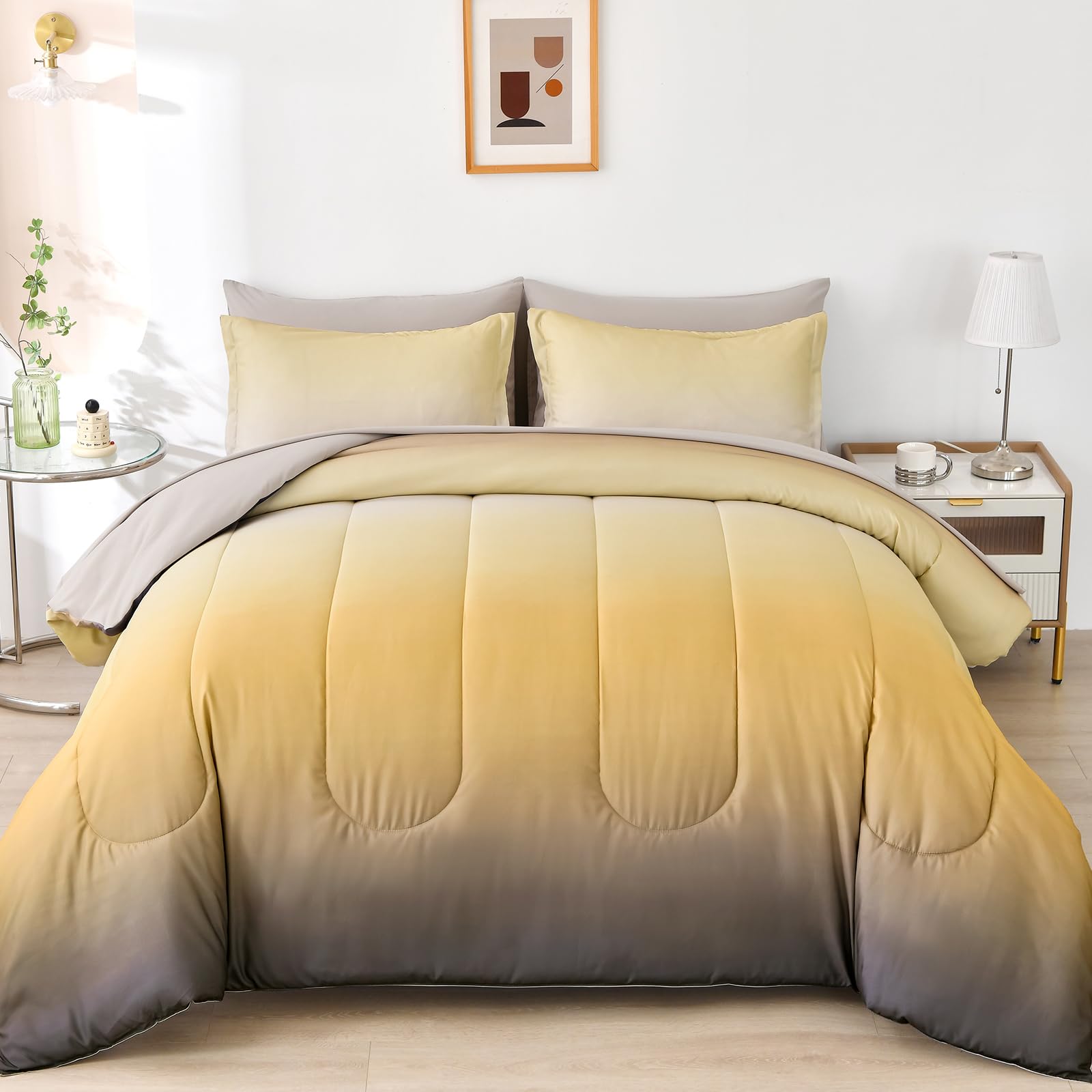 Anibedding Gradient Yellow Comforter Set