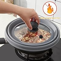 Vista 7 de Cubierta antisalpicaduras para microondas, tapa de vidrio ventilado, protector antisalpicaduras con silicona plegable para alimentos como cubierta