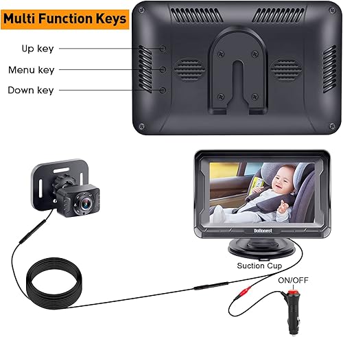 Miniatura 8 de Cámara de coche para bebé, paquete de 2 unidades para asiento cámara ajustable para automóvil infantil, fácil instalación para familia con 2 autos,