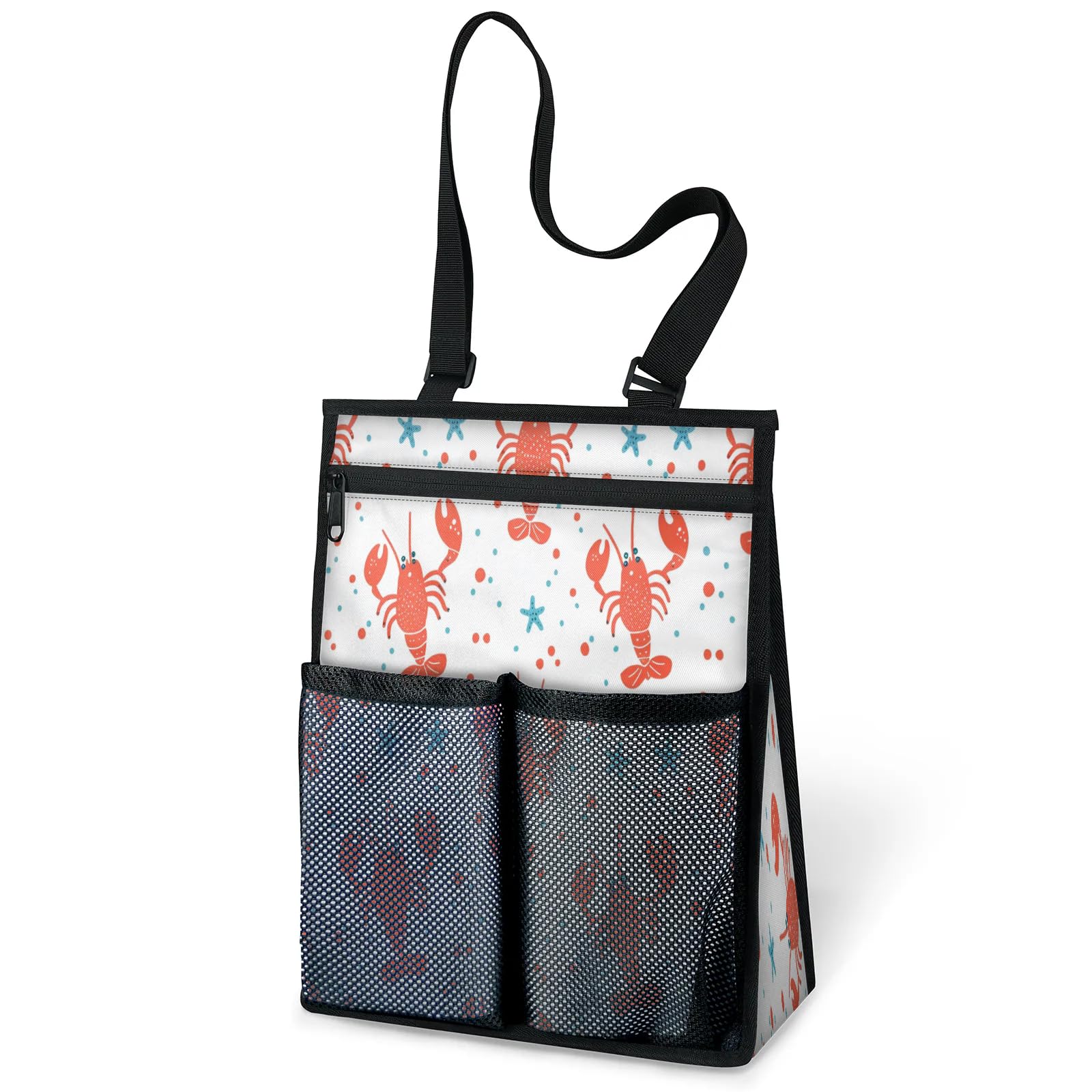 Ourtheme Lobster Starfish Portable Shower Bag for Travel Gym Camp Beach Tote Shower Caddy Bags Hanging Toiletry Organizer