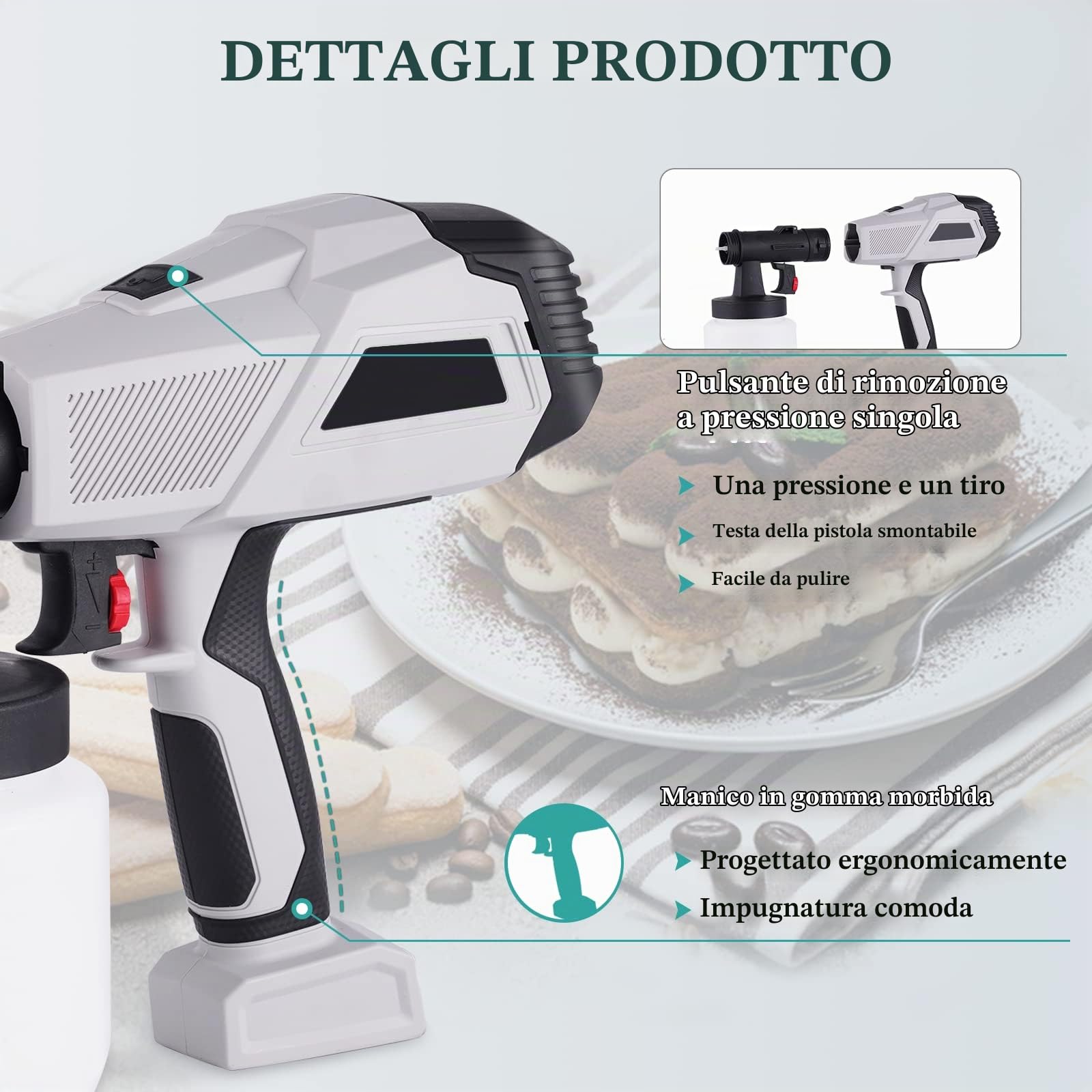 YJINGRUI elettrico Mousse Cake spruzzatore 500W Portable Cake Decorating Airbrush con ugello Spray & Spool 800ml (220V)