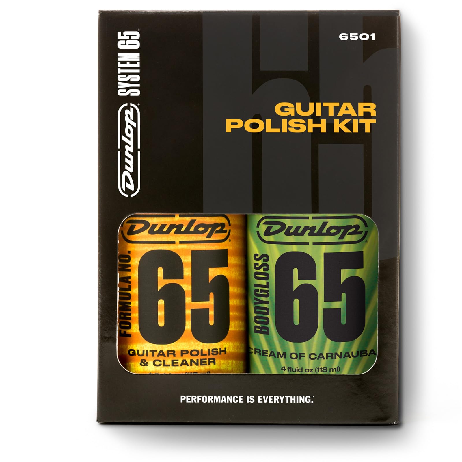 JIM DUNLOP - 6501 System 65 Guitar Polish Kit, per Pulizia Corpo Chitarra Elettrica e Acustica, Include 2 Prodotti Formula65 e 2 Panni in Microfibra