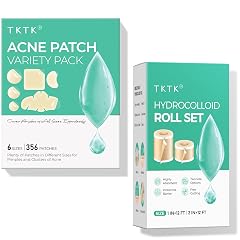 TKTK 6 Sizes Pimple Patches for Face 2-Size Hydrocolloid Roll for Wound Care Large Hydrocolloid Patches for Acne