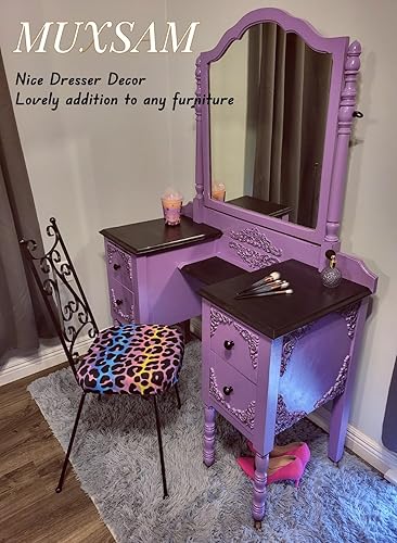 Miniatura 5 de Apliques de madera decorativos tallados en el centro, calcomanías de adorno talladas con flores sin pintar para puerta, chimenea, espejo, pared,