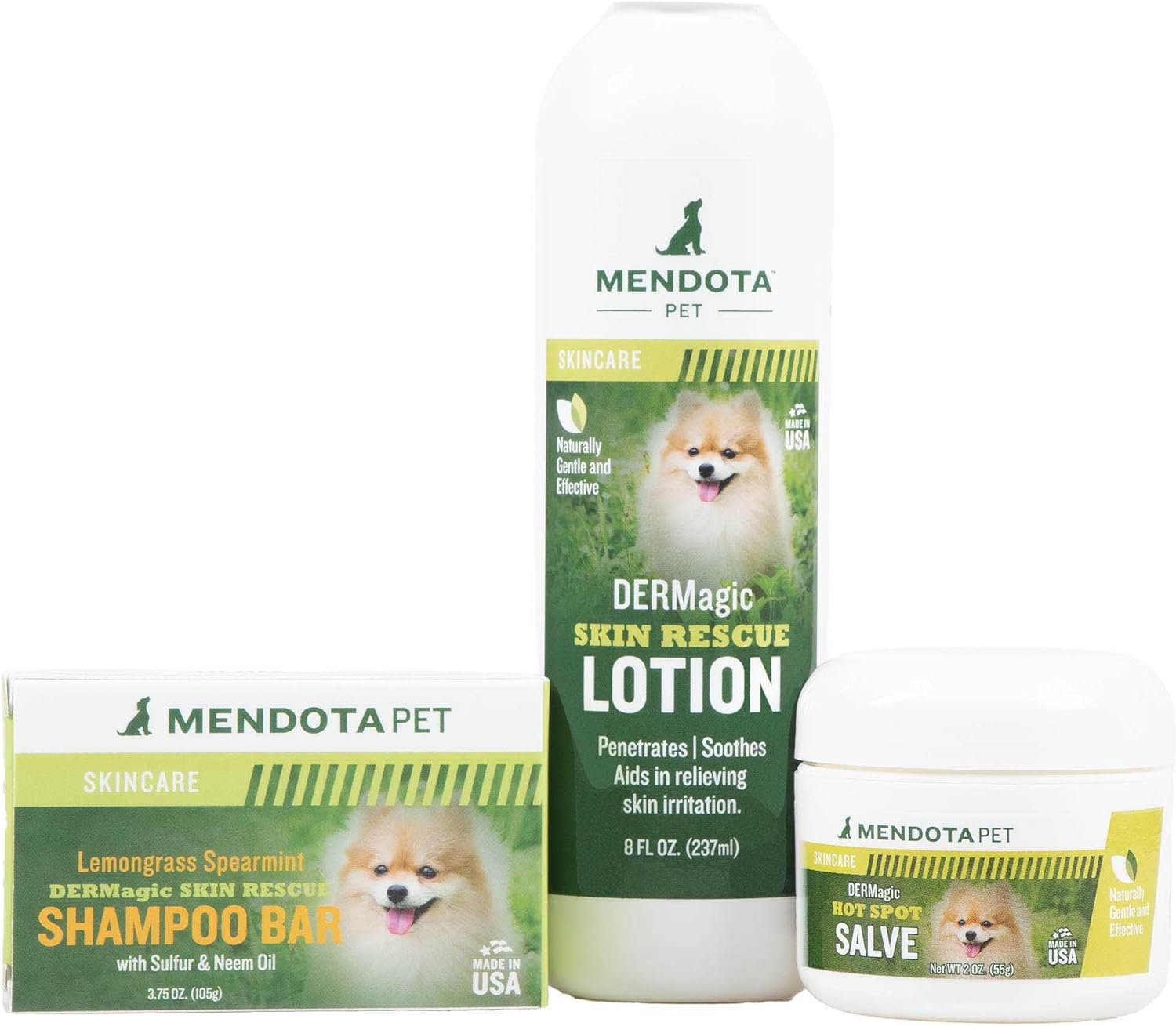 DERMagic Skin Essentials 8oz (Skin Rescue Shampoo Bar, Skin Rescue Lotion and Hot Spot Salve)