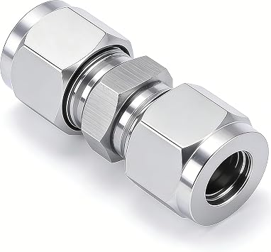 304 Stainless Steel Compression Tube Fitting Union 12mm OD x 12mm OD, Pack of 2