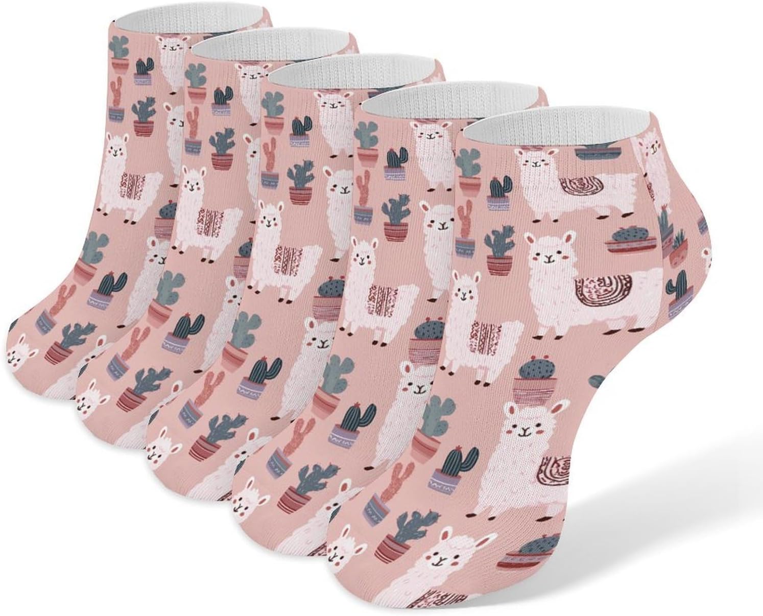 Cute Llama Alpaca Socks for Men Women 5 Pairs Ankle Socks