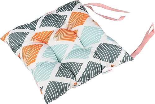 Miniatura 6 de Almohadillas de asiento coloridas cojines de asiento para jardín, cocina, comedor, escritorio, cojines de piso (2 piezas de cojines estampados de