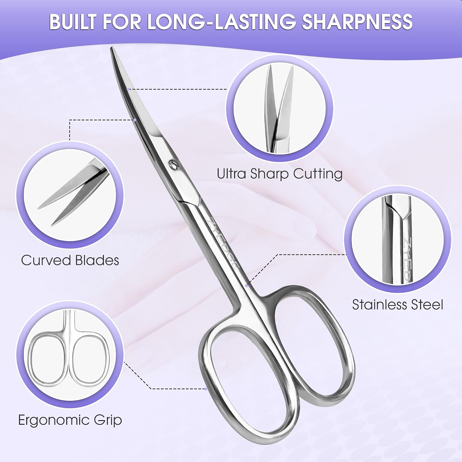 Curved Cuticle Scissors Stainless Steel Manicure Scissors for Nails