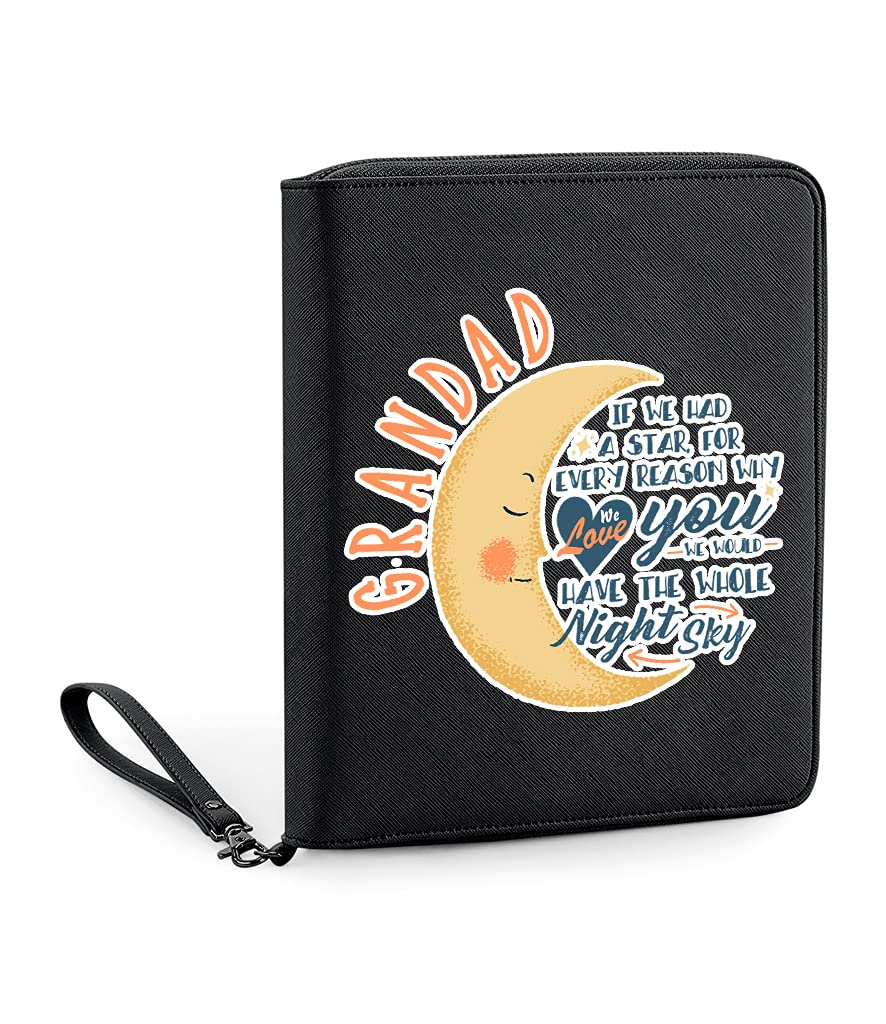 Getagift Black Personalised Grandad, Dad, Daddy, Any Name If We Had A Star For Every Reason Why We Love You, Present For Father’s Day, Birthday, Essential Travel/Tech Organiser. (Black)