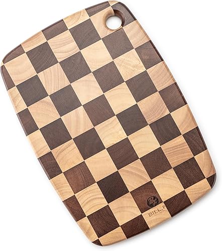 BILL.F Tabla de cortar de 18 pulgadas, tabla de cortar de madera de acacia grande para cocina con grano final, bloque de carnicero grande de 1