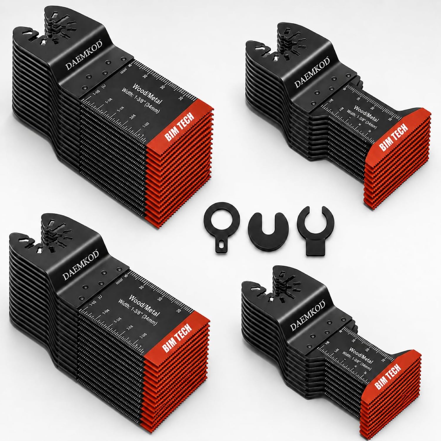 Paquete de 55 cuchillas oscilantes bimetálicas, cuchillas multiherramienta de liberación rápida para metal blando, madera dura, plástico, cuchillas de sierra oscilantes de 34 mm y 44 mm