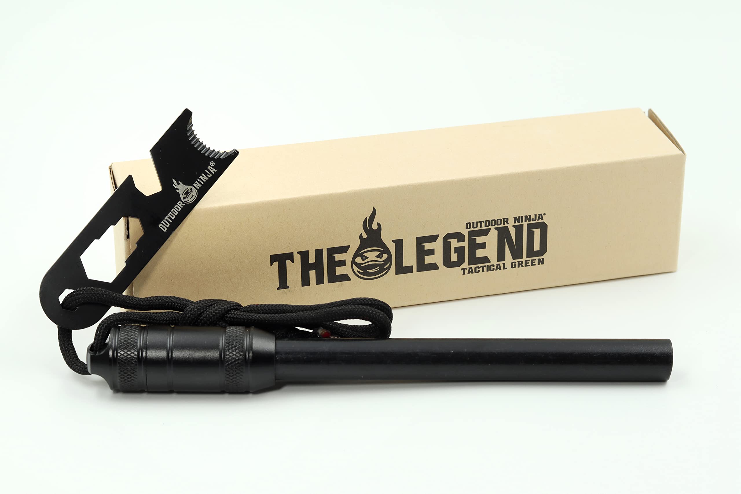The Legend Tactical - acciarino in acciaio per escursioni, bushkraft, trekking, campeggio e altri hobby all'aperto, incluso raschietto multifunzione, il kit di sopravvivenza perfetto