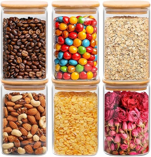 ComSaf Contenedores de almacenamiento de vidrio de 1.2 cuartos de galón con tapas, tarros de vidrio con tapas, tarro transparente para alimentos,