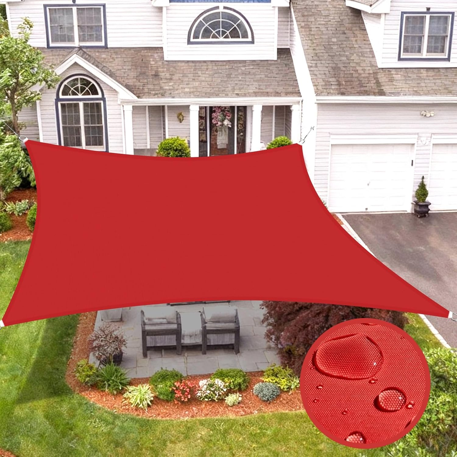 Buzzbazaar 13x21 ft Red Waterproof Sun Shade Sail – Rectangle Outdoor UV Protection Canopy for Patio & Garden