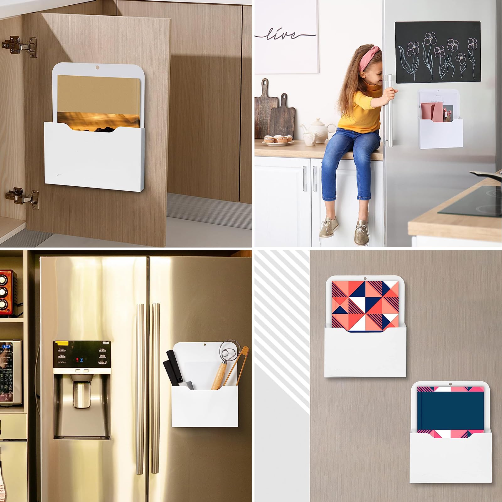 Archivador Magnético 2 Piezas Soporte para Archivos A4 con Imanes Organizador de Pared Blanco