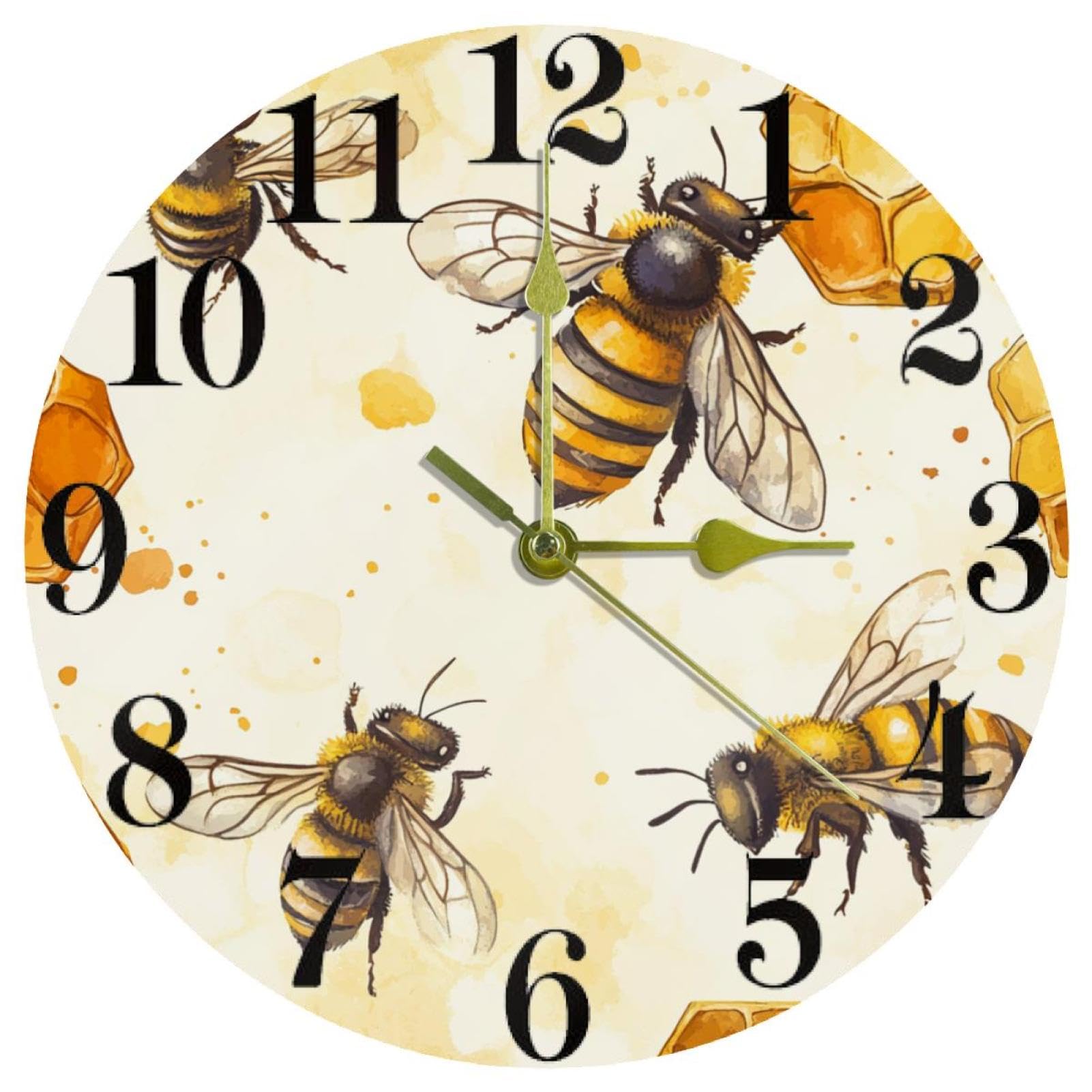 Horloge de cuisine ronde thématique nid d'abeille pour une décoration moderne