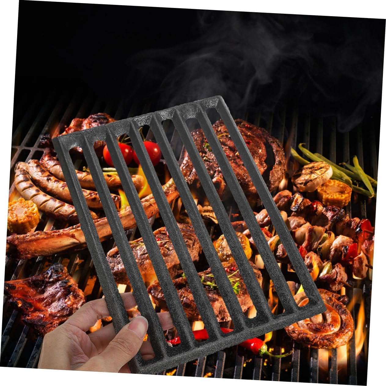 Happyyami Fire Grate for BBQ Heavy Duty Metal Grilling Rack High Temperature Resistant Firewood Stove Grate for Outdoor Cooking for Vegetables Meat and Fish Dimensions