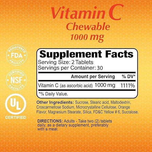 Miniatura 4 de ALFA VITAMINS Vitamina C masticables contiene 1000 mg - Tabletas fáciles de masticar - Super antioxidante - Refuerzo inmunológico - 60 tabletas