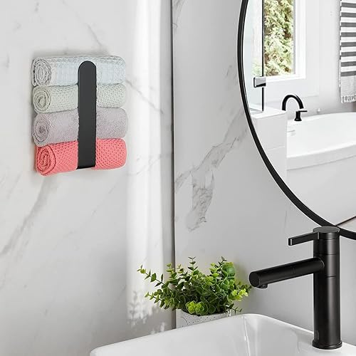 Miniatura 18 de Taozun Toallero adhesivo – Toallero de mano para baño, toallero de acero inoxidable montado en la pared, soporte para toallas de invitados de 12