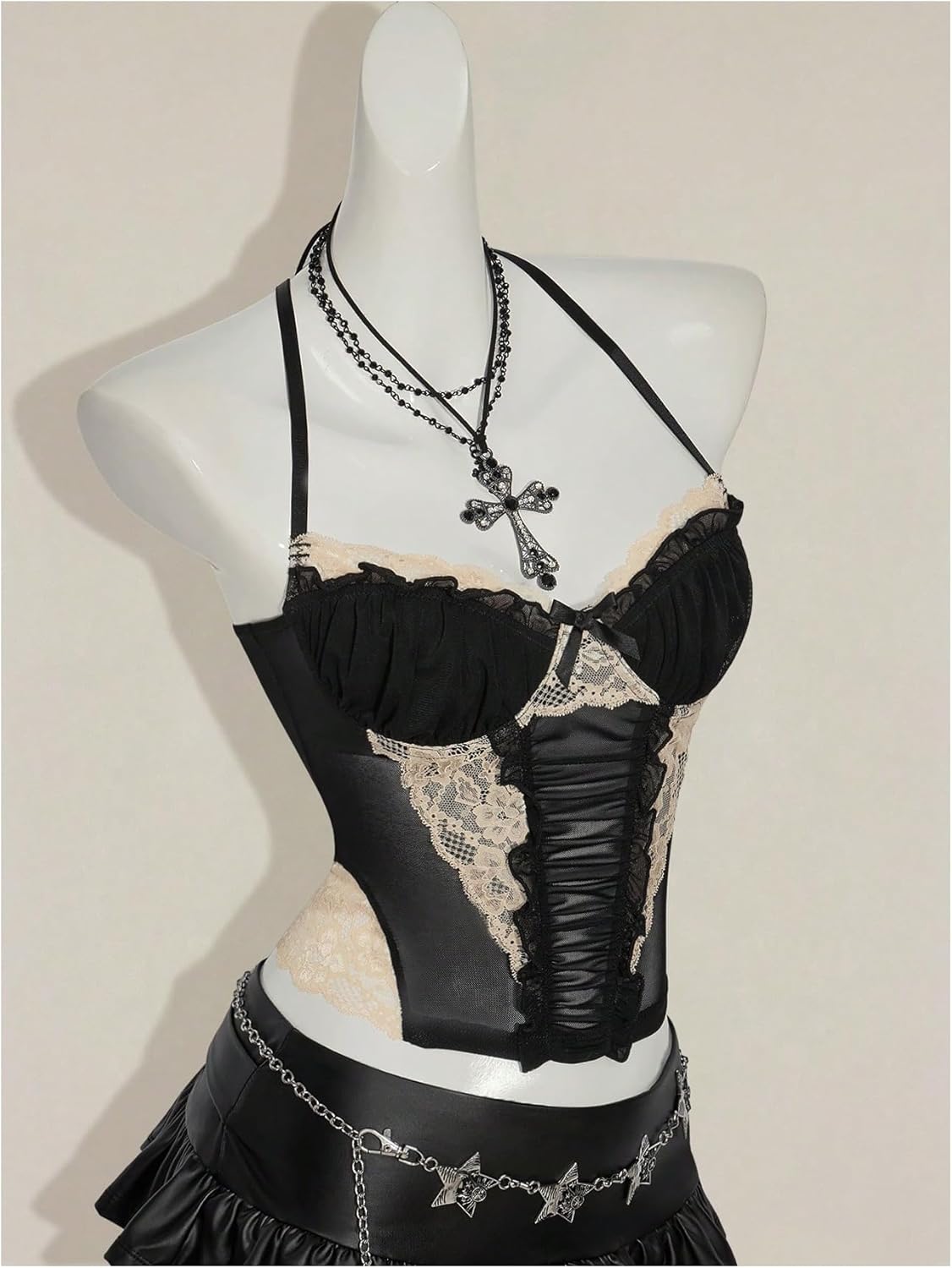 Floerns Women's Y2k Halter Tops Sleeveless See Through Lace Going Out Street Camisole - Image 4