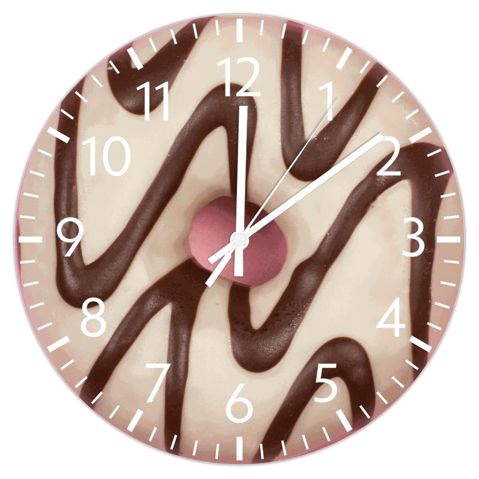 Grande horloge murale donut silencieuse 30cm sans cadre fonctionnant à piles