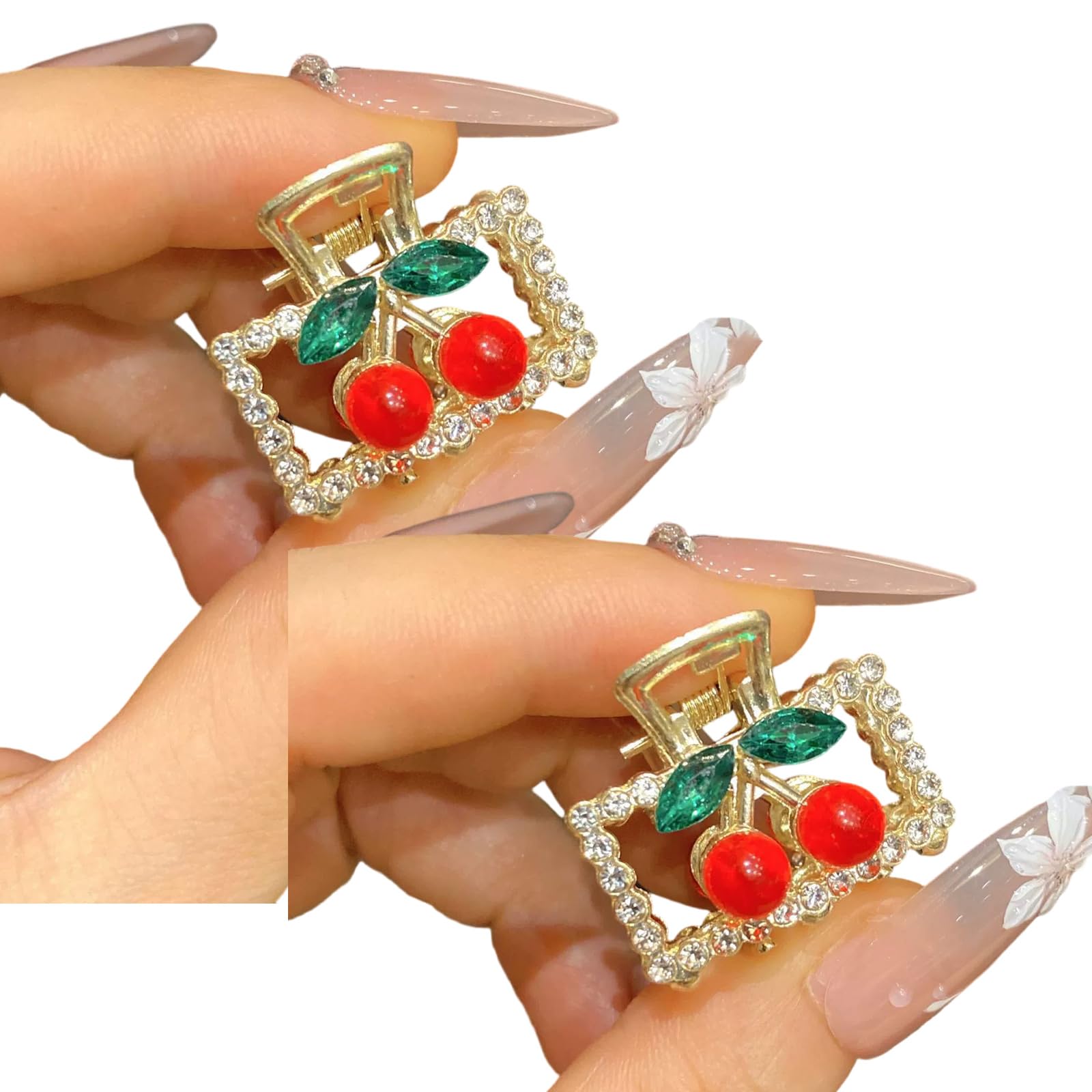 YUXITA 2Pcs Fruit Hairpin Small Side Clip Sparkling Rhinestones Accent Hairpin For Women Girls Party Daily Use