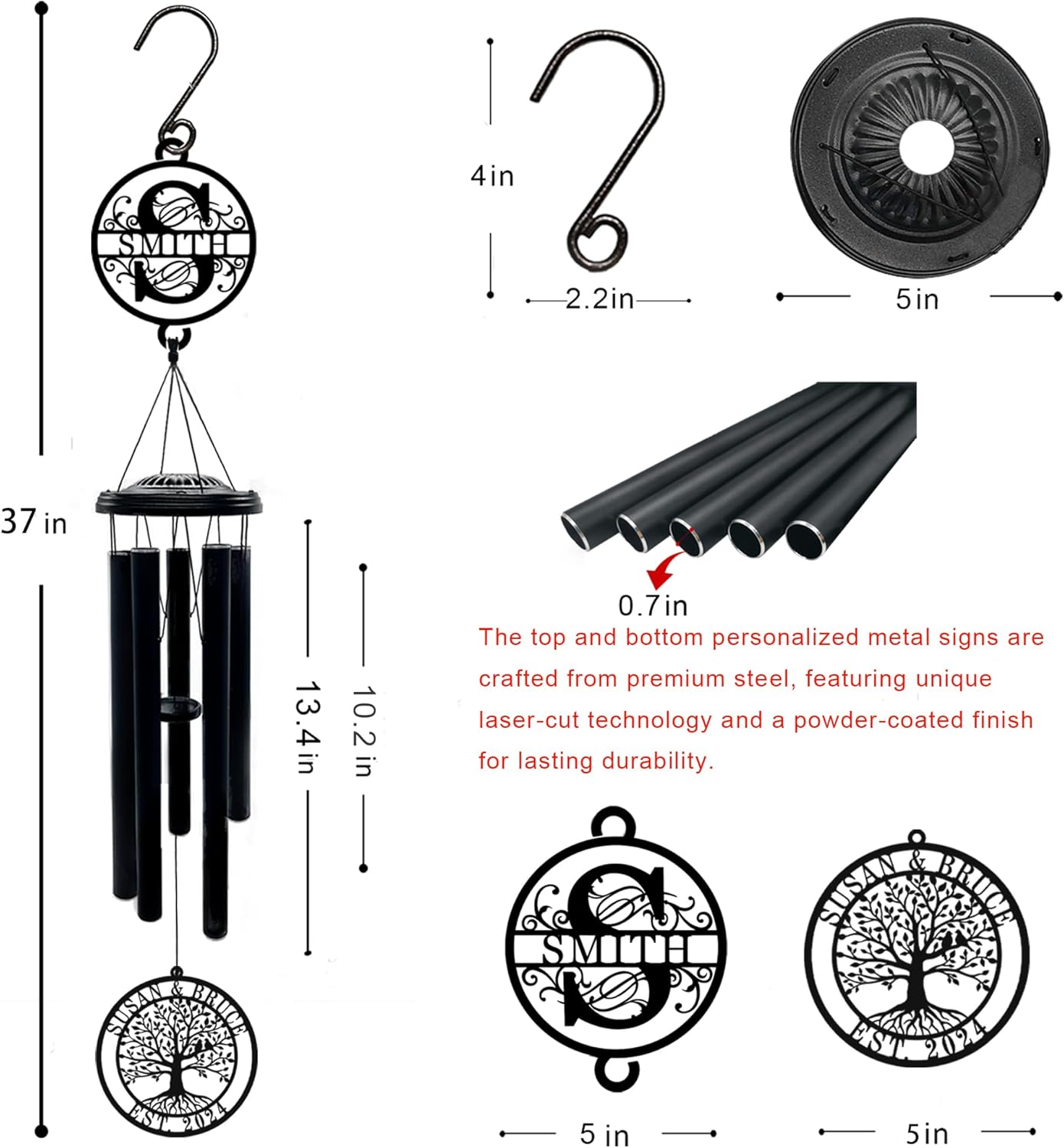 Personalized Weddings Wind Chime Gifts for Weddings or Anniversaries Custom Chime Gifts Custom Metal Sign Gift for Couple Parents Friends