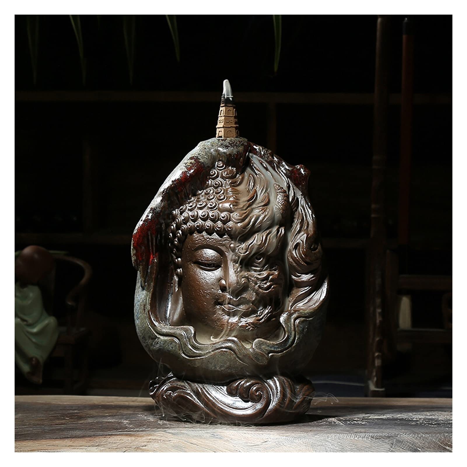 Basxdrfxz D Incense Holder Base Ceramic Backflow Incense Burner Creative Zen Ornaments One Thought Of Goo An Evil Aromatherapy Home Ecoration Ecorations(D)