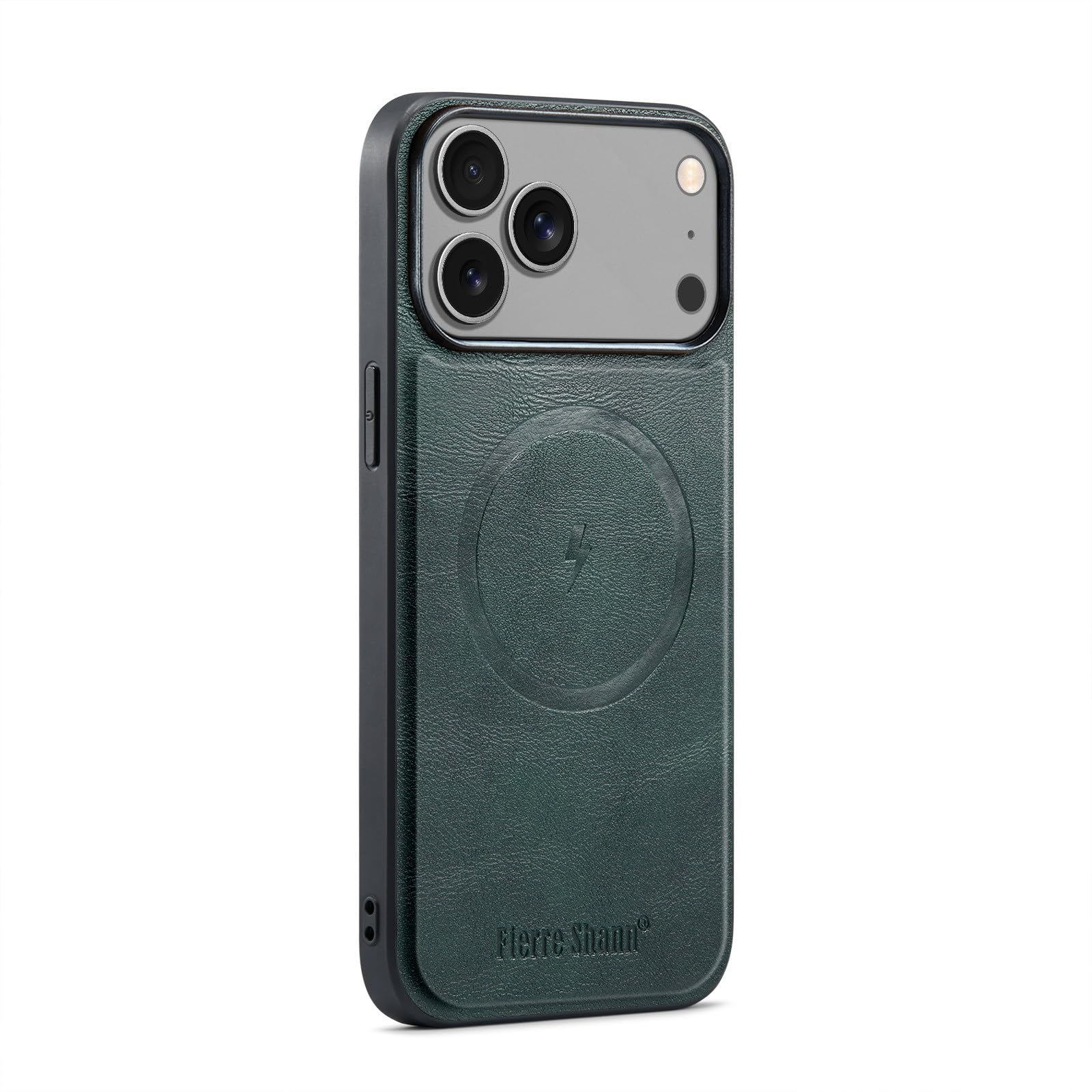 Étui iPhone 17 Pro vert coque arrière magnétique en silicone et cuir mince - 7