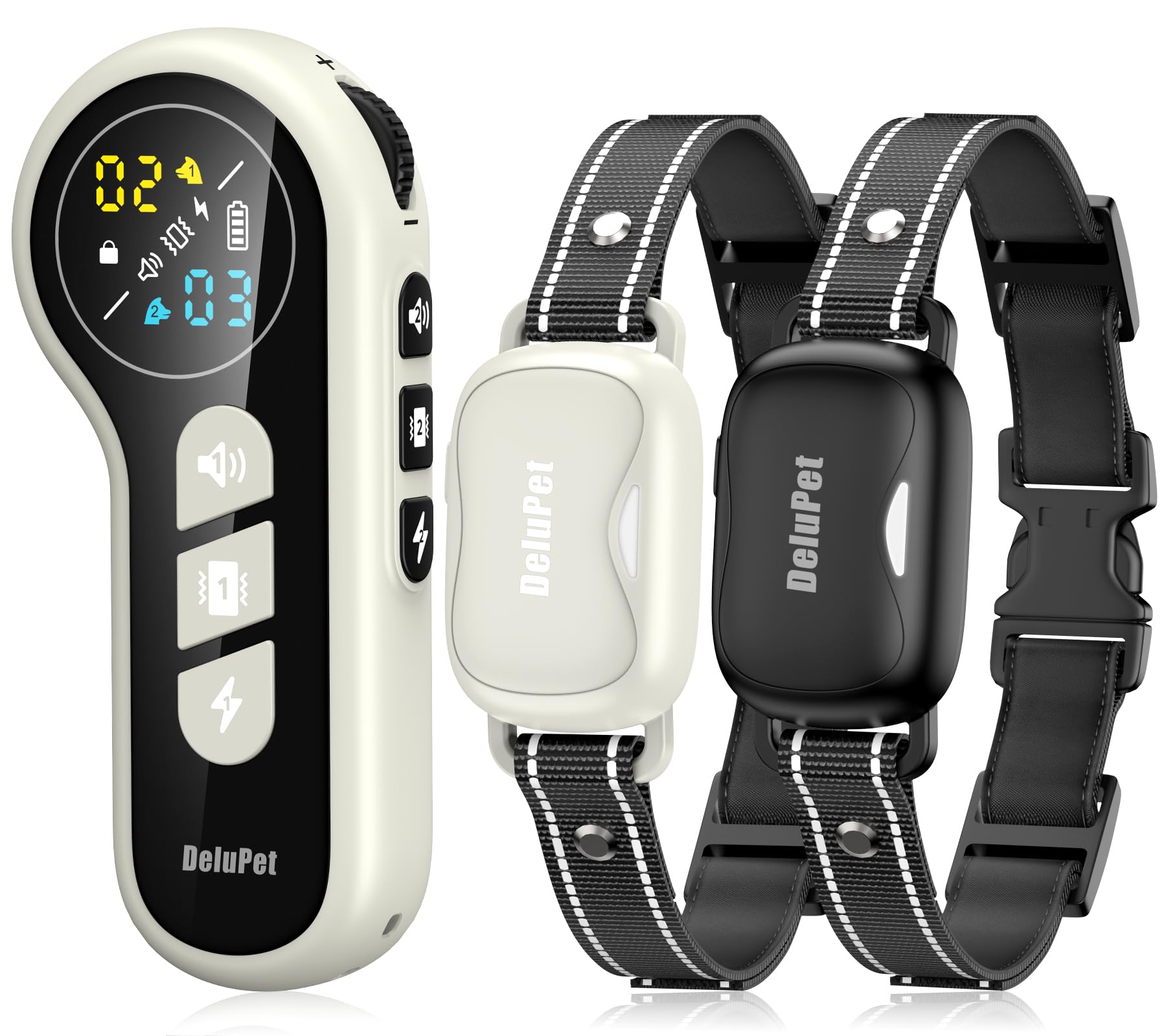 Photo 1 of Delupet Dog Shock Collar 2 Dogs- 4500FT Dual-Direct Dog Training Collars with Remote for Small Medium Large Dog, IPX8 Waterproof Rechargeable E-Collar with Beep(1-8), Vibration(1-3), Shock(0-99), Grey