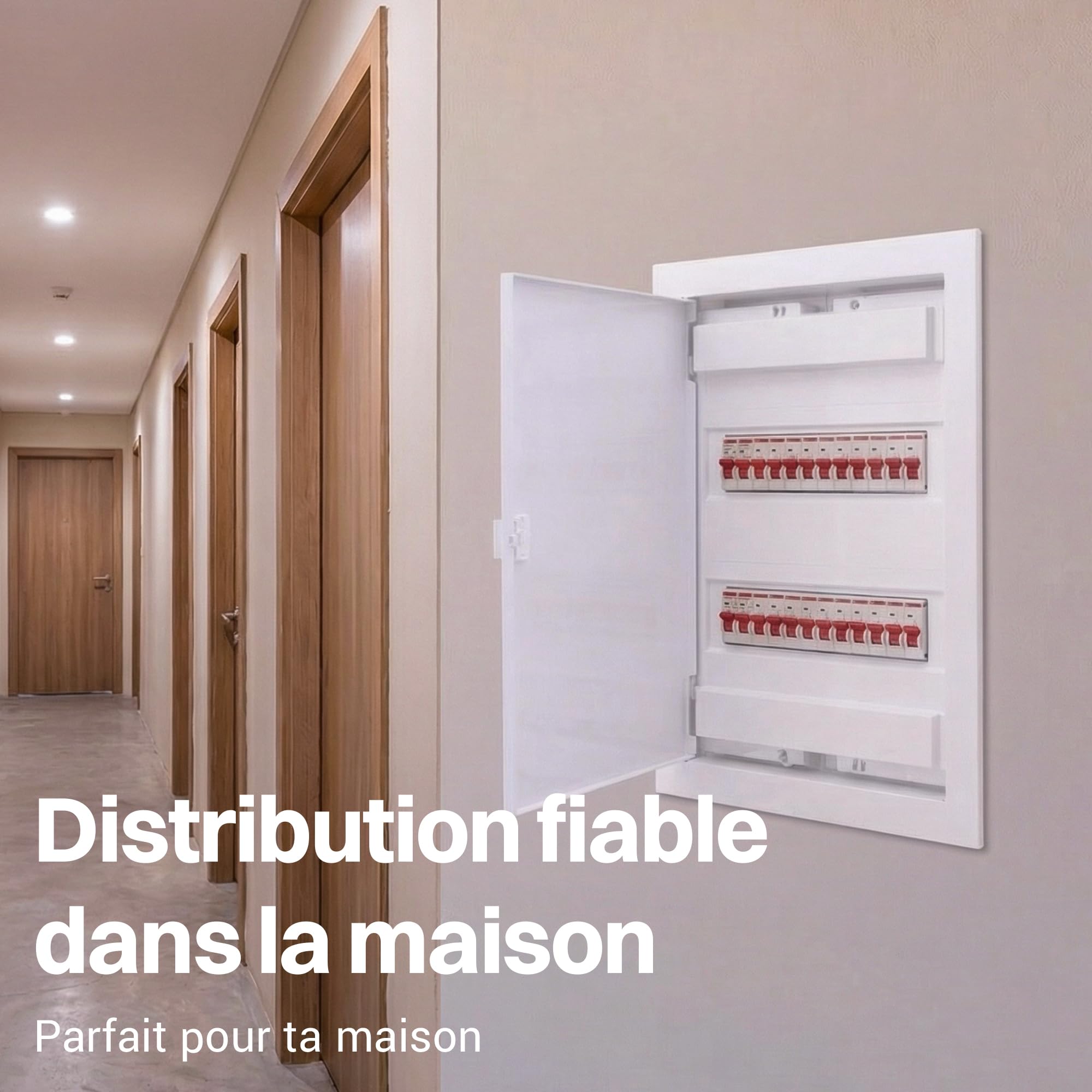 Intratec Coffret Électrique Encastré 2 Rangée – Tableau de Distribution IP40 pour 24 Modules avec Porte Blanche et Rail DIN pour Installation Électrique Maison & Professionnel – 442 x 347 x 92mm