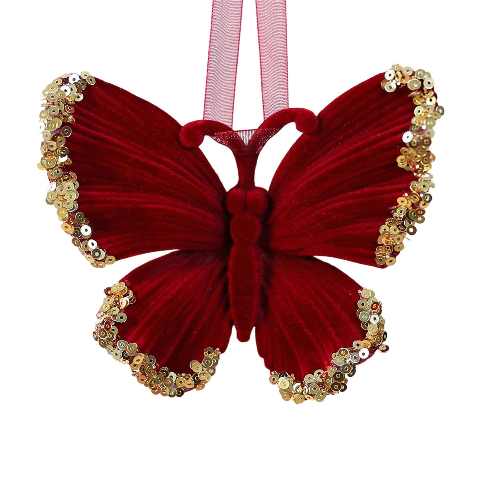 Sequins Velvety Snowflake/Butterfly Ornament Shatterproof Pendant for Window Mantels Christmas Tree Decoration Christmas Hanging Decoration