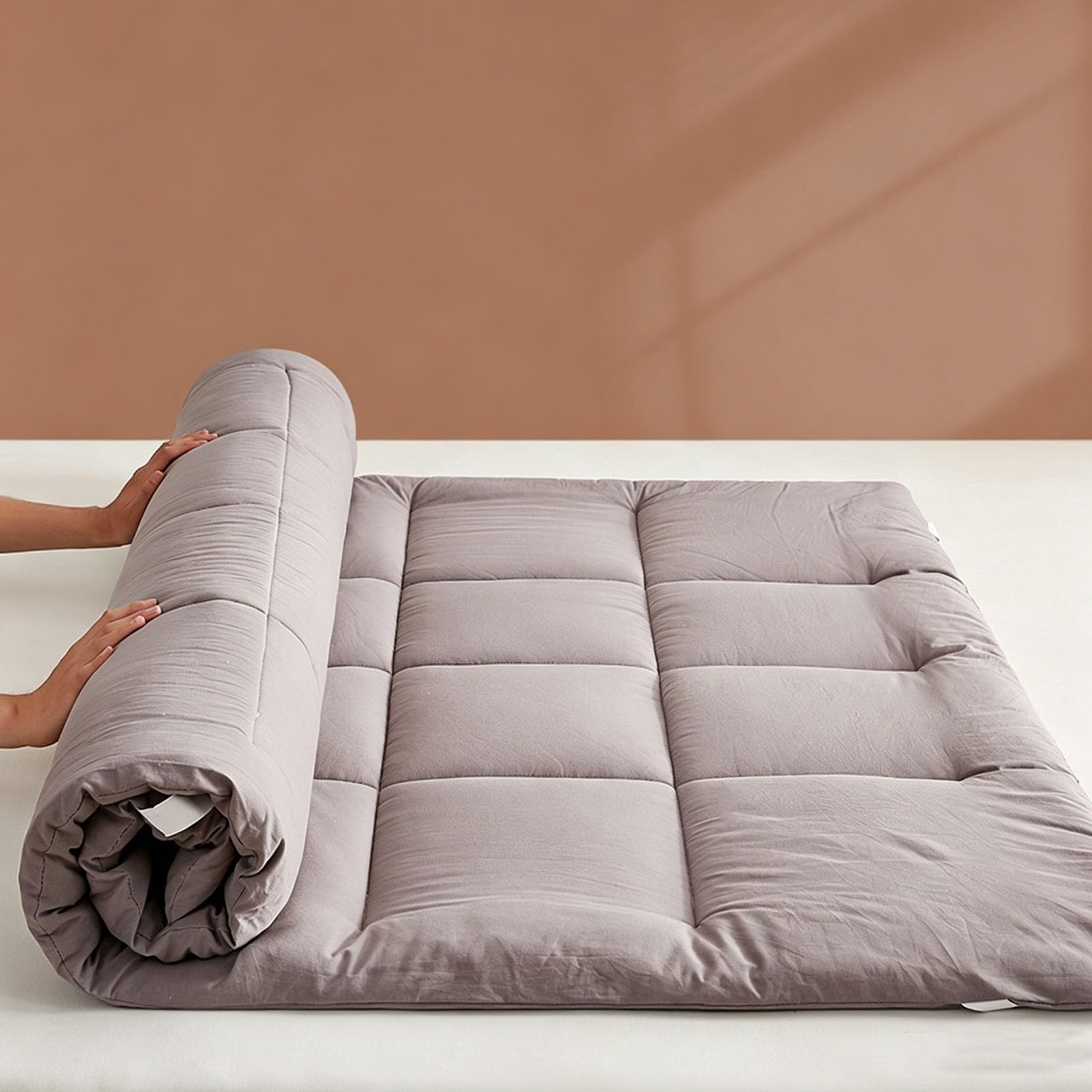 BK&MF Soft Cotton Foldable Filled Bed Mattress Pad, Quilted Tatami Mat, Portable Single Bed Topper for Student Dormitory & Household Use,A,180x200cm(71x79inch)
