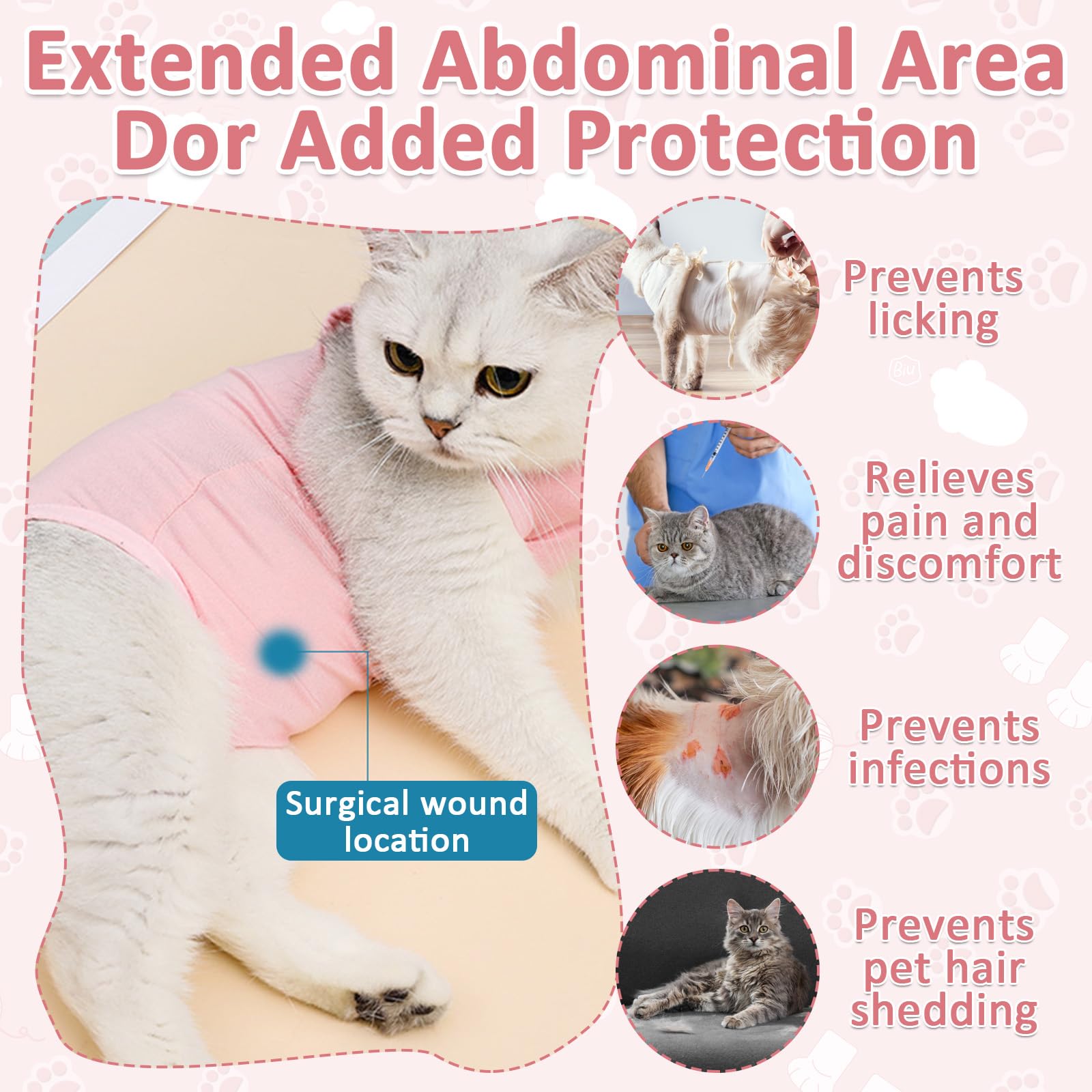 2 Pièces Body Chat Post Operatoire, Gilet de Récupération Confortable et Respirante, Body Chien Anti-Léchage, pour Les Opérations de Stérilisation, Les Phases Sevrage (Gris + Rose)