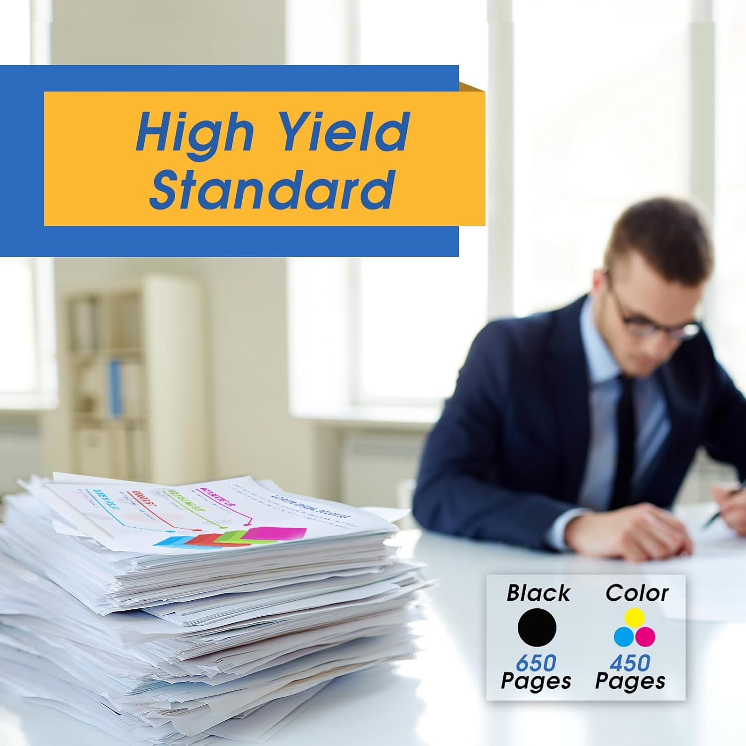 ESTON Remanufactured for HP 65 Ink cartridges Black/Color Combo Pack Works with HP Deskjet 3755 3772 3700 3722 3752 2600 2622Printer（1Balck ，1Color (1BK 1Color)