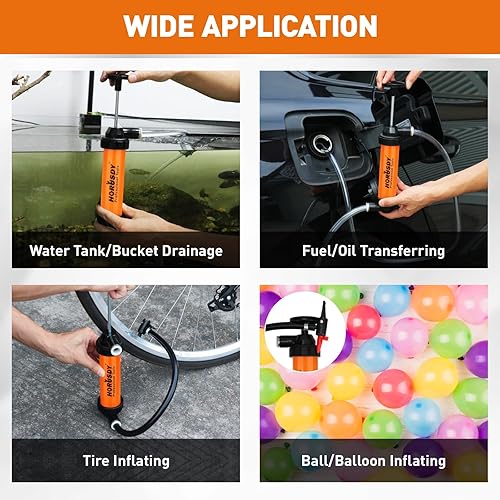 Miniatura 9 de Kit de bomba de transferencia de sifón multiuso HORUSDY Bombas de combustible manuales de mano para gas, aceite, agua con manguera de aire, bomba de
