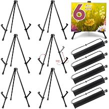 AROIC 6 Pack 14 Tabletop Easels, Black Steel Table Top Easels for Display, Adjustable Portable Table Top Easel for Paintings, Signs, Posters,Frame Pictureswith 6 Bags
