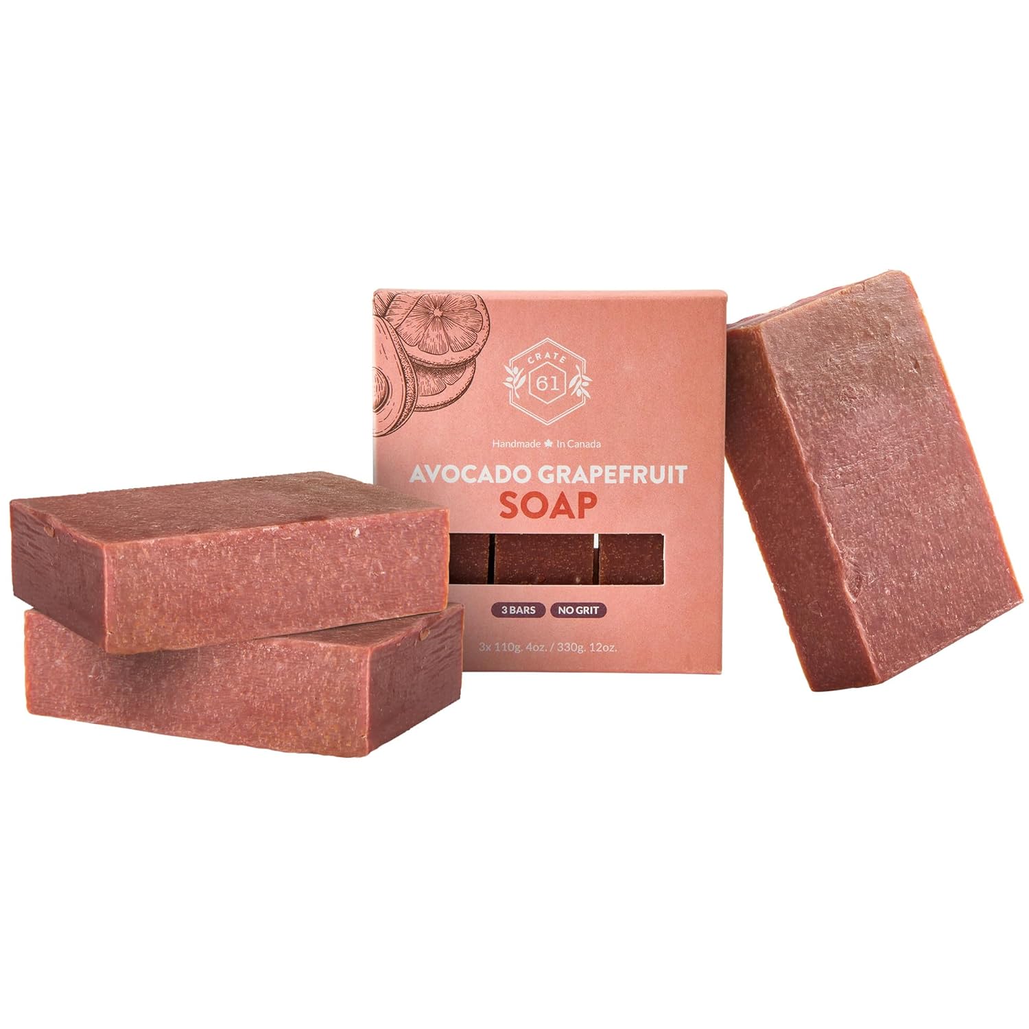 Crate 61 Organics Avocado Grapefruit cold-process bar soap 3-pack