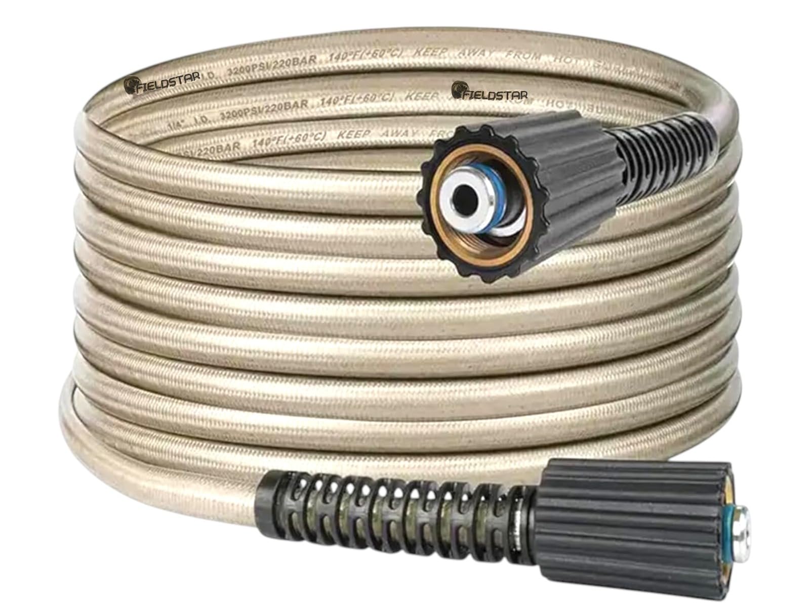 Fieldstar Premium Golden Pressure Washer Hose Pipe Upto 3500 Psi Molded Pipe (8 metre SUITABLE for STARQ, VANTRO, AIMEX, GAOCHENG, AGARO, SHAKTI) 8 metre