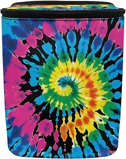 Renewold Car Trash Can Foldable with Adjustable Straps Rainbow Tie-dye Colorful Organizer Bag for Trip Camping Picnic Auto Garbage Can for Console Seat Trash Bin for SUV Van Sedan Truck