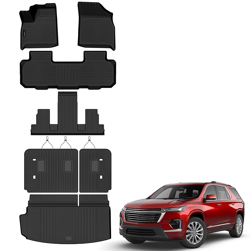 Kit de tapetes, forro de porta-malas e protetor de encosto AUXKO para Chevrolet Traverse 7 lugares 2018–2023, 7 peças