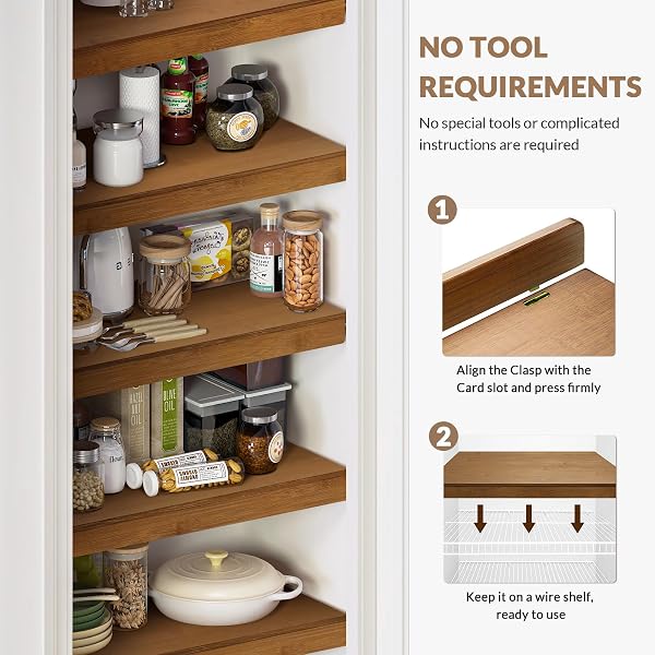 Gashell Wire Shelf Covers, Bamboo Wire Rack Covers for Pantry, Closet (4pcs, 24" W x 12" D) - 4